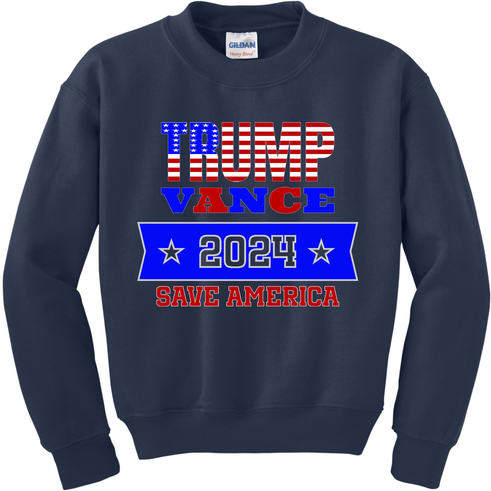 Trump Vance 2024 Front Pocket Print And Back Kids Sweatshirt