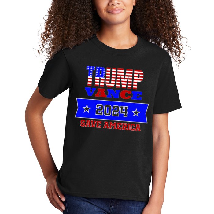 Trump Vance 2024 Front Pocket Print And Back Kids T-Shirt