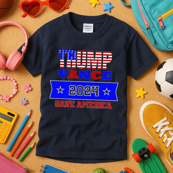Trump Vance 2024 Front Pocket Print And Back Kids T-Shirt