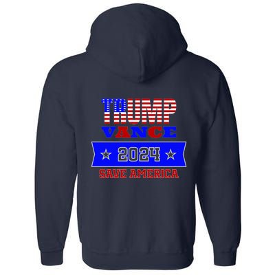 Trump Vance 2024 Front Pocket Print And Back Full Zip Hoodie