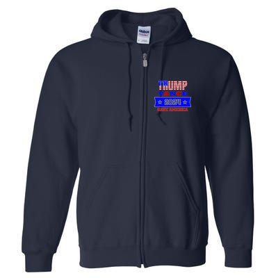 Trump Vance 2024 Front Pocket Print And Back Full Zip Hoodie