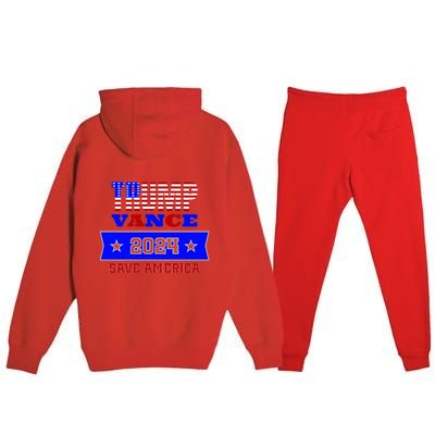 Trump Vance 2024 Front Pocket Print And Back Premium Hooded Sweatsuit Set