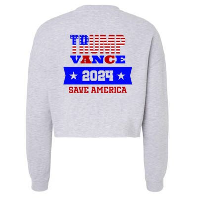 Trump Vance 2024 Front Pocket Print And Back Cropped Pullover Crew