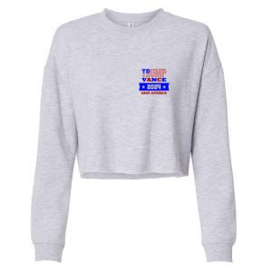 Trump Vance 2024 Front Pocket Print And Back Cropped Pullover Crew