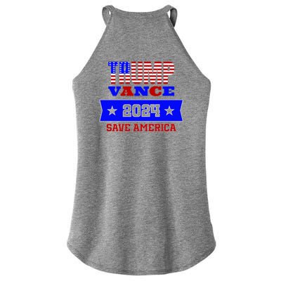 Trump Vance 2024 Front Pocket Print And Back Women's Perfect Tri Rocker Tank