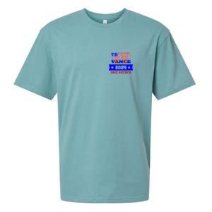 Trump Vance 2024 Front Pocket Print And Back Sueded Cloud Jersey T-Shirt