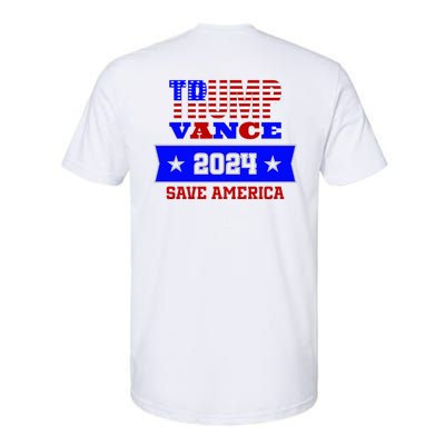 Trump Vance 2024 Front Pocket Print And Back Softstyle CVC T-Shirt