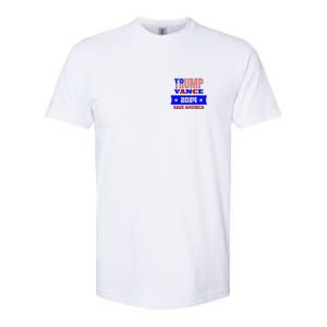 Trump Vance 2024 Front Pocket Print And Back Softstyle CVC T-Shirt