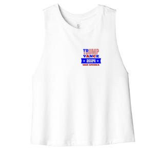 Trump Vance 2024 Front Pocket Print And Back Women's Racerback Cropped Tank