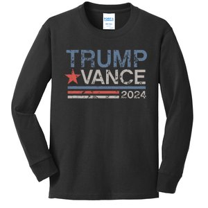 Trump Vance 2024 Retro Stripe Trump Jd Vance Kids Long Sleeve Shirt