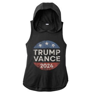 Trump Vance 2024 Vice President Vp Election Retro Button Ladies PosiCharge Tri-Blend Wicking Draft Hoodie Tank