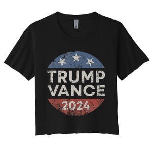 Trump Vance 2024 Vice President Vp Election Retro Button Women's Crop Top Tee