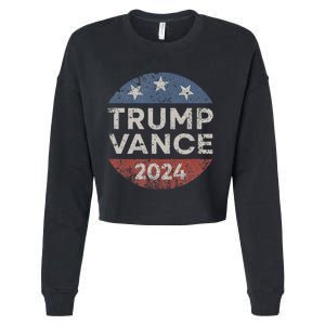 Trump Vance 2024 Vice President Vp Election Retro Button Cropped Pullover Crew