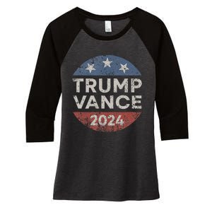 Trump Vance 2024 Vice President Vp Election Retro Button Women's Tri-Blend 3/4-Sleeve Raglan Shirt