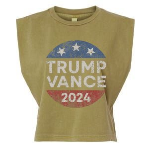 Trump Vance 2024 Vice President Vp Election Retro Button Garment-Dyed Women's Muscle Tee