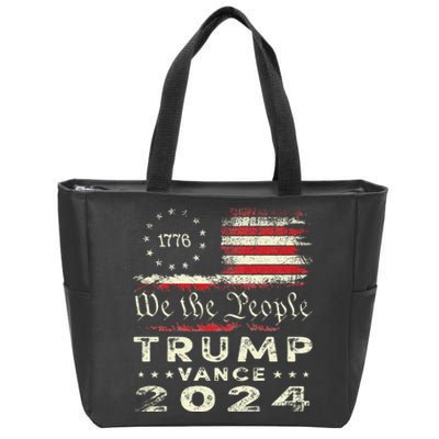 Trump Vance 2024 President Trump Supporter Re Election Zip Tote Bag