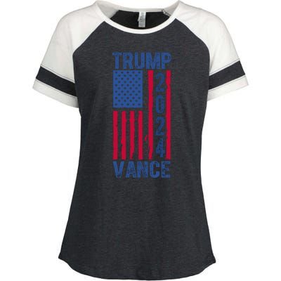 Trump Vance 2024 Us Flag Election Enza Ladies Jersey Colorblock Tee