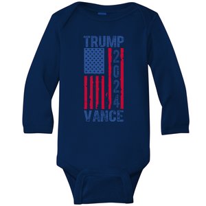 Trump Vance 2024 Us Flag Election Baby Long Sleeve Bodysuit