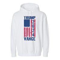 Trump Vance 2024 Us Flag Election Garment-Dyed Fleece Hoodie