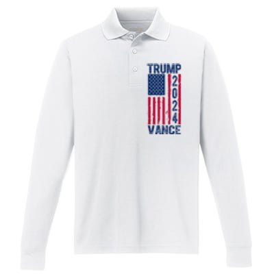 Trump Vance 2024 Us Flag Election Performance Long Sleeve Polo