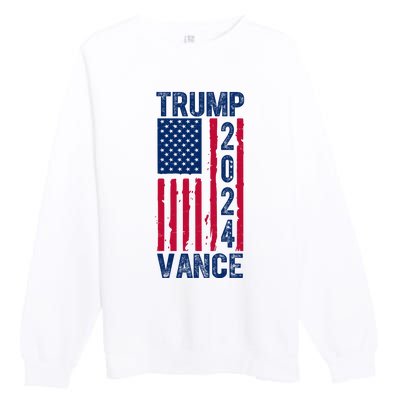 Trump Vance 2024 Us Flag Election Premium Crewneck Sweatshirt