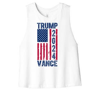 Trump Vance 2024 Us Flag Election Women's Racerback Cropped Tank