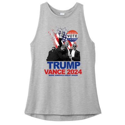 Trump Vance 2024 Make America Great Again Fight Election Ladies PosiCharge Tri-Blend Wicking Tank