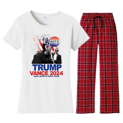 Trump Vance 2024 Make America Great Again Fight Election Women's Flannel Pajama Set