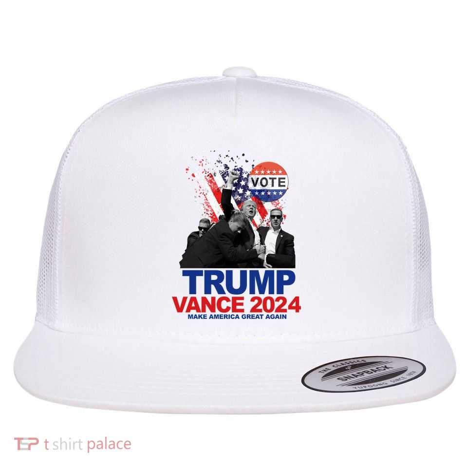 Trump Vance 2024 Make America Great Again Fight Election Flat Bill Trucker Hat