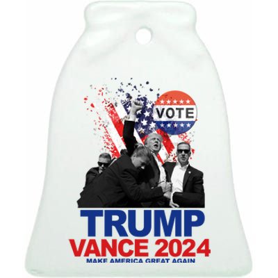 Trump Vance 2024 Make America Great Again Fight Election Ceramic Bell Ornament