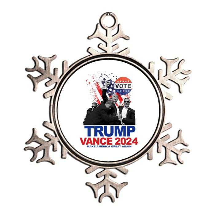 Trump Vance 2024 Make America Great Again Fight Election Metallic Star Ornament