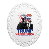 Trump Vance 2024 Make America Great Again Fight Election Ceramic Oval Ornament