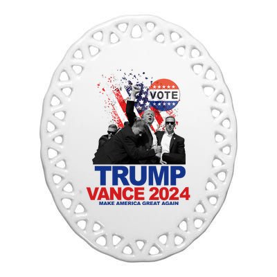 Trump Vance 2024 Make America Great Again Fight Election Ceramic Oval Ornament