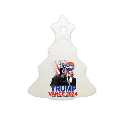 Trump Vance 2024 Make America Great Again Fight Election Ceramic Tree Ornament