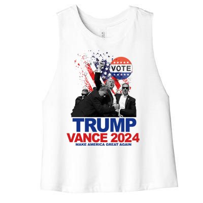 Trump Vance 2024 Make America Great Again Fight Election Women's Racerback Cropped Tank