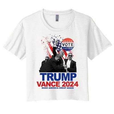 Trump Vance 2024 Make America Great Again Fight Election Women's Crop Top Tee