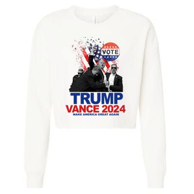 Trump Vance 2024 Make America Great Again Fight Election Cropped Pullover Crew