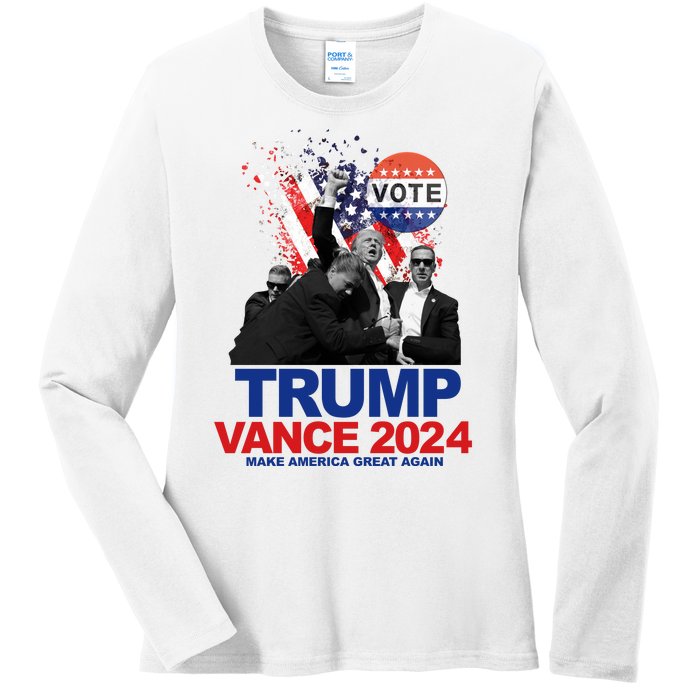 Trump Vance 2024 Make America Great Again Fight Election Ladies Long Sleeve Shirt