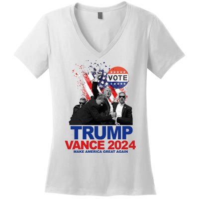 Trump Vance 2024 Make America Great Again Fight Election Women's V-Neck T-Shirt