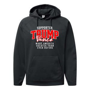 Trump Vance 2024 President Rally Premium Performance Fleece Hoodie