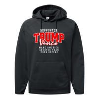 Trump Vance 2024 President Rally Premium Performance Fleece Hoodie