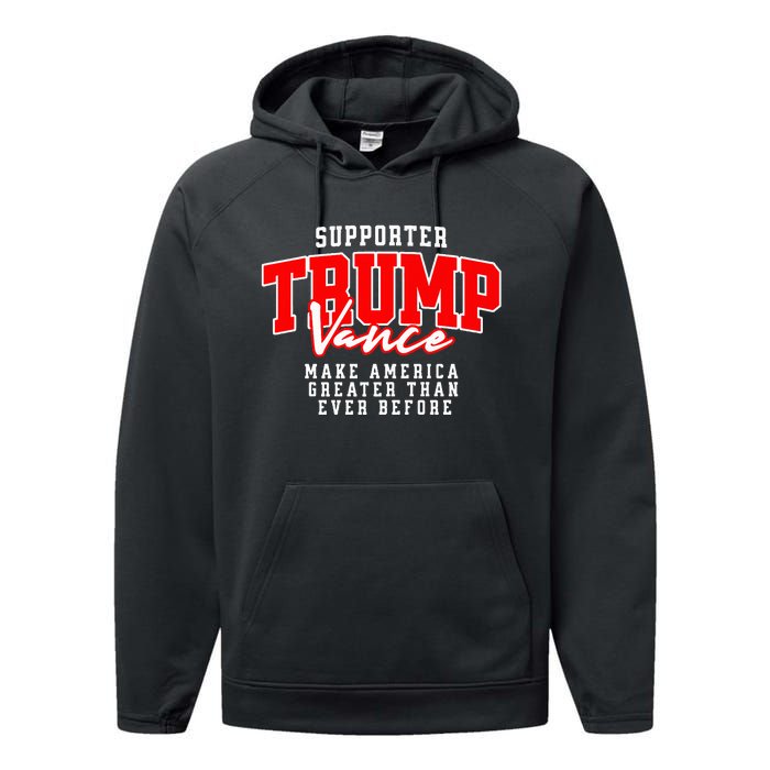 Trump Vance 2024 President Rally Premium Performance Fleece Hoodie