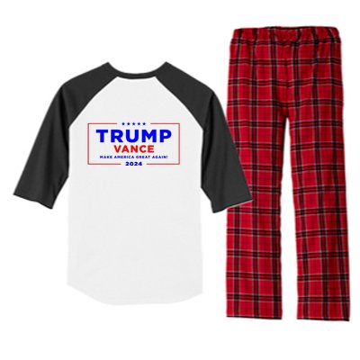 Trump Vance 2024 Front Pocket Print With Back Print Raglan Sleeve Pajama Set