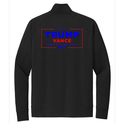 Trump Vance 2024 Front Pocket Print With Back Print Stretch Full-Zip Cadet Jacket