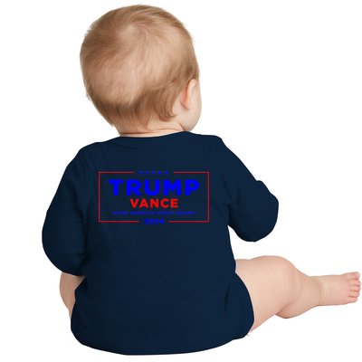 Trump Vance 2024 Front Pocket Print With Back Print Baby Long Sleeve Bodysuit