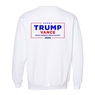 Trump Vance 2024 Front Pocket Print With Back Print Garment-Dyed Sweatshirt