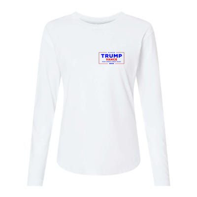 Trump Vance 2024 Front Pocket Print With Back Print Womens Cotton Relaxed Long Sleeve T-Shirt