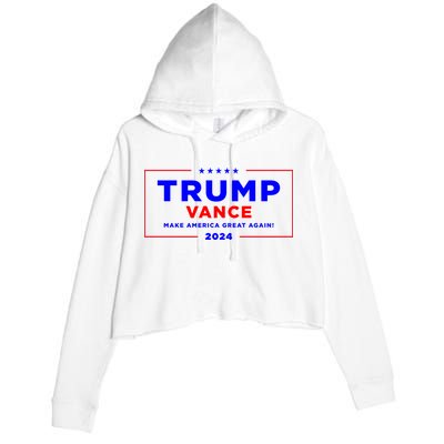 Trump Vance 2024 Front Pocket Print With Back Print Crop Fleece Hoodie