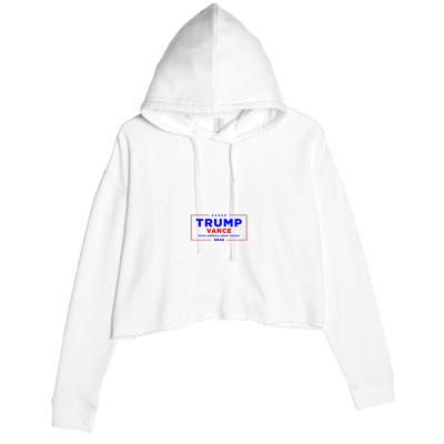 Trump Vance 2024 Front Pocket Print With Back Print Crop Fleece Hoodie