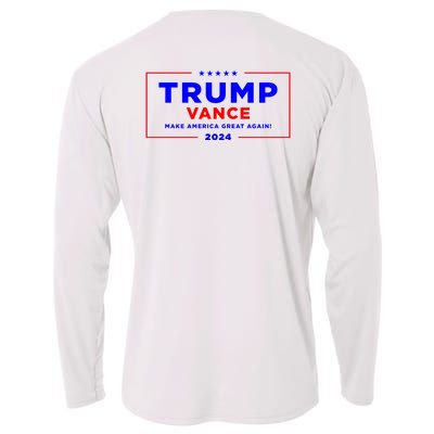 Trump Vance 2024 Front Pocket Print With Back Print Cooling Performance Long Sleeve Crew